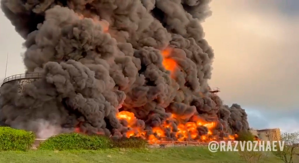 Massive Crimea oil depot fire caused by drone strike, governor says