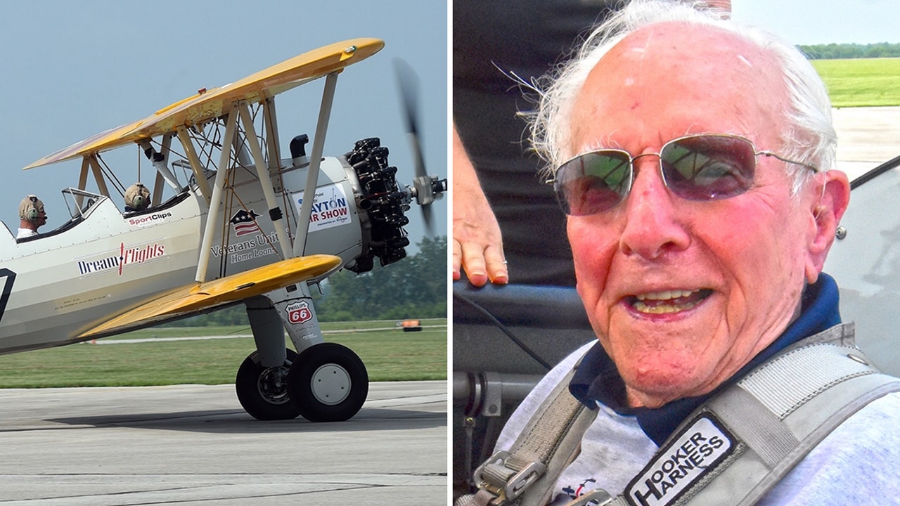 Navy veteran airman, age 100, flies again on vintage World War II pilot-training biplane
