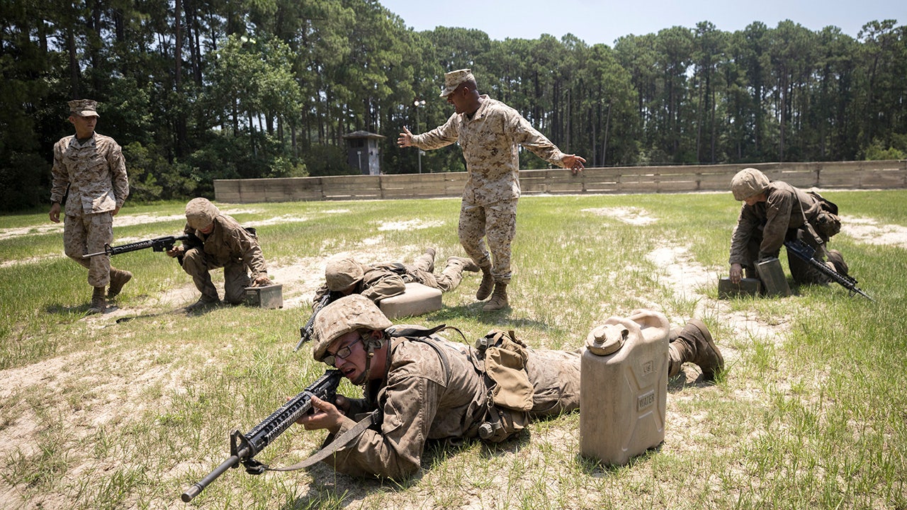 Marines training with firearms
