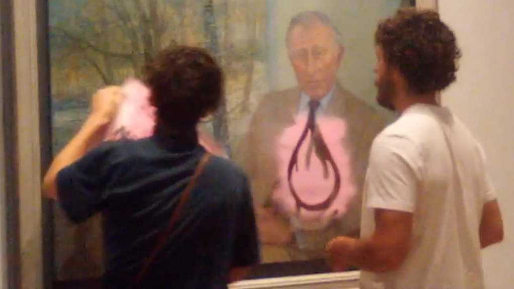Video captures climate activists defacing King Charles III portrait in Scottish National Gallery