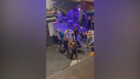 Massive brawl breaks out on popular Spanish tourist 'sin street'